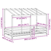 Letto per Bambini con Tetto 100x200 cm Legno Massello di Pino 846997