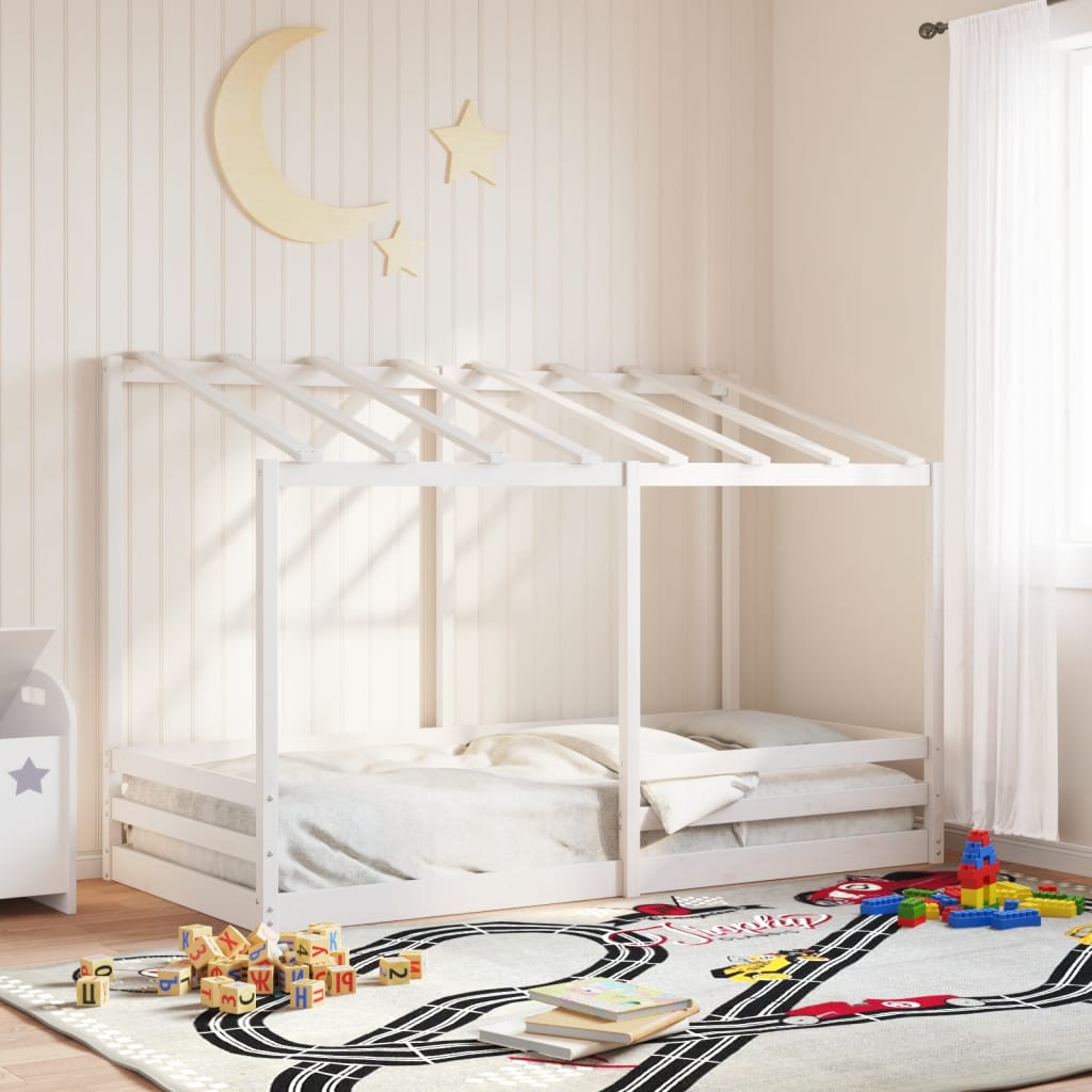 Letto Bambini con Tetto Bianco 100x200 cm Legno Massello Pino 846998