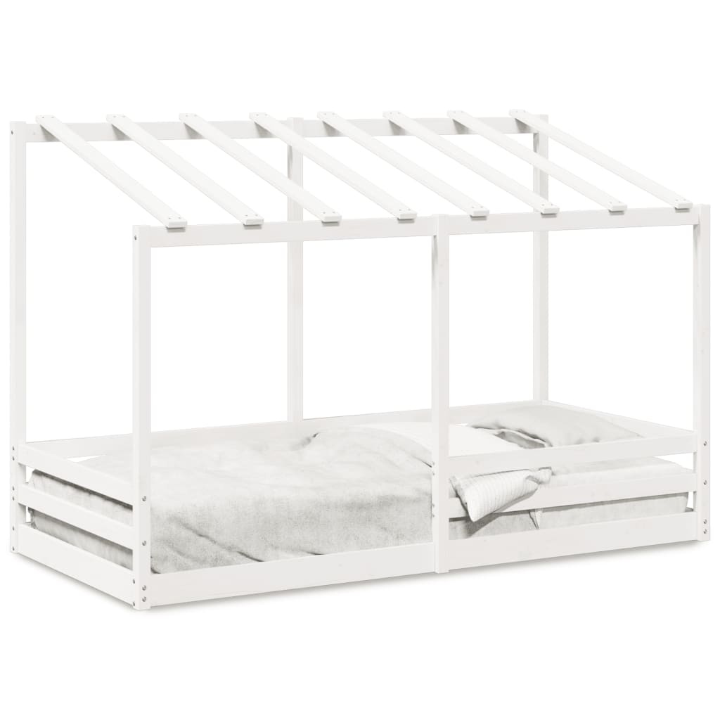 Letto Bambini con Tetto Bianco 100x200 cm Legno Massello Pino 846998