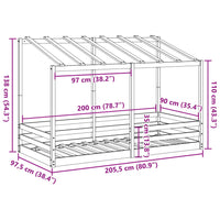 Letto per Bambini con Tetto 90x200 cm in Legno Massello di Pino 847000