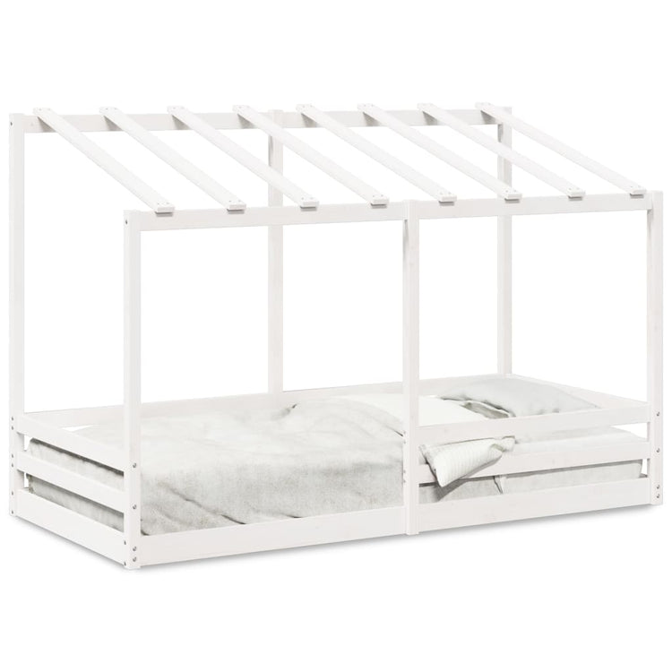 Letto per Bambini con Tetto Bianco 90x200cm Legno Massello Pino 847001