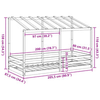 Letto per Bambini con Tetto 80x200 cm in Legno Massello di Pino 847003