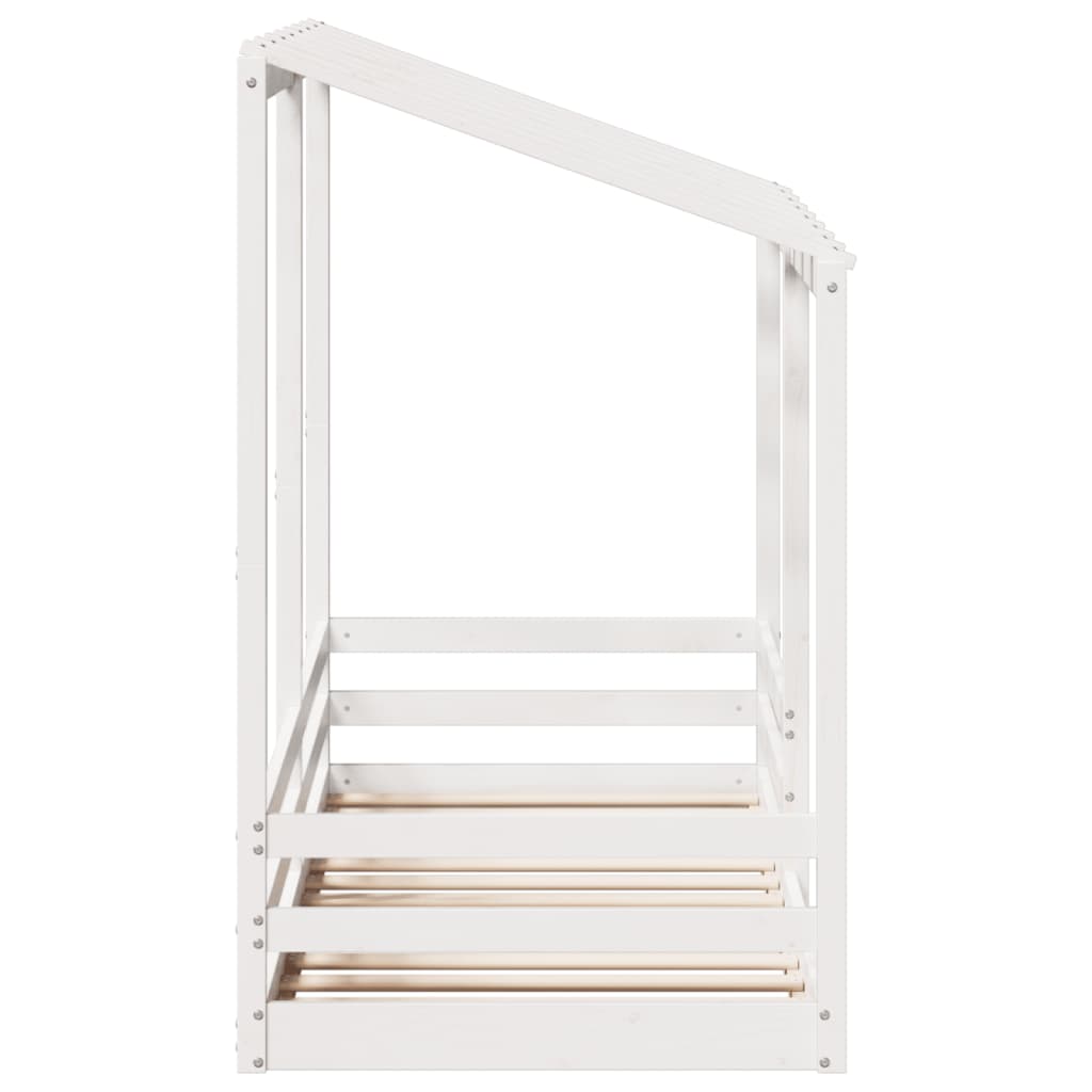 Letto per Bambini con Tetto Bianco 90x190cm Legno Massello Pino 847007