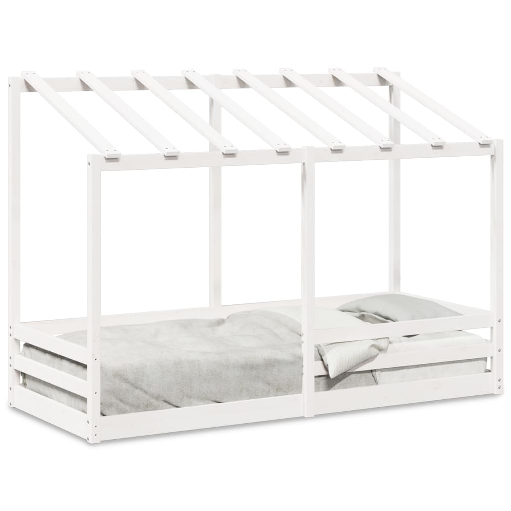 Letto per Bambini con Tetto Bianco 90x190cm Legno Massello Pino 847007