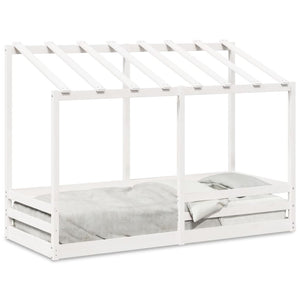 Letto per Bambini con Tetto Bianco 90x190cm Legno Massello Pino 847007