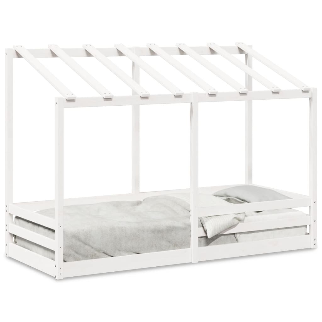 Letto per Bambini con Tetto Bianco 75x190cm Legno Massello Pino 847010