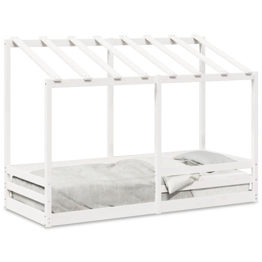 Letto per Bambini con Tetto Bianco 75x190cm Legno Massello Pino 847010