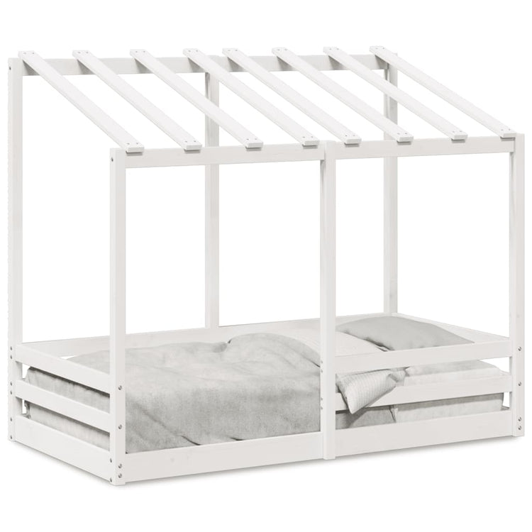 Letto per Bambini con Tetto Bianco 80x160cm Legno Massello Pino 847013