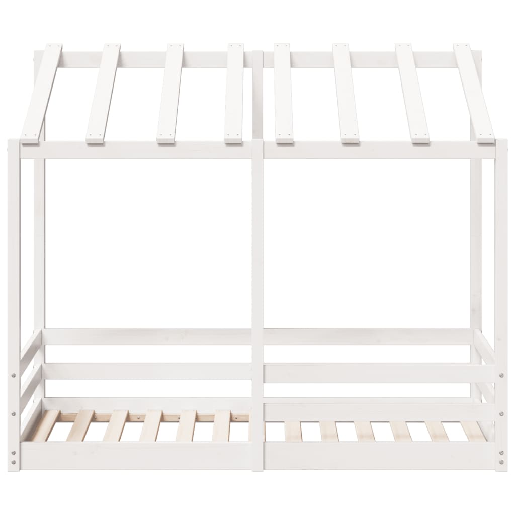 Letto per Bambini con Tetto Bianco 70x140cm Legno Massello Pino 847016