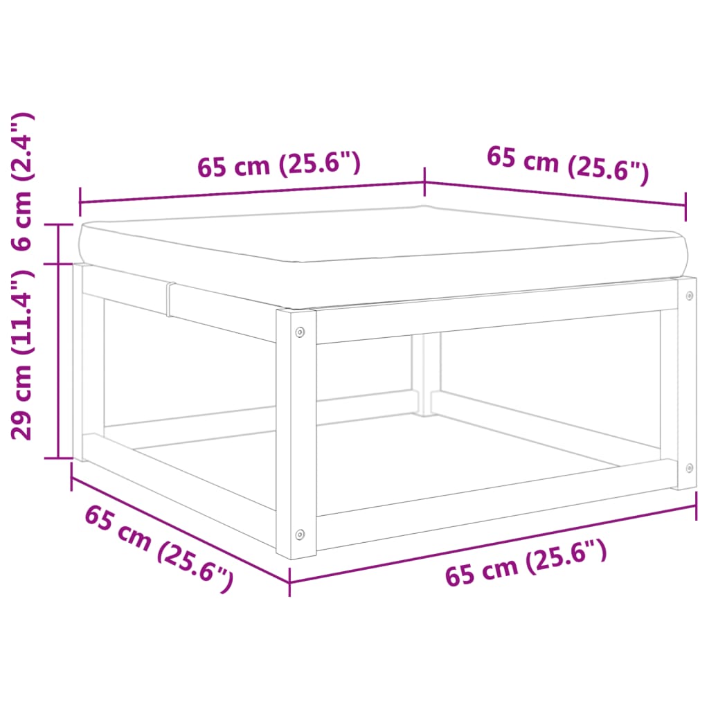 Poggiapiedi Giardino con Cuscino 65x65x29 Legno Massello Acacia 4008159