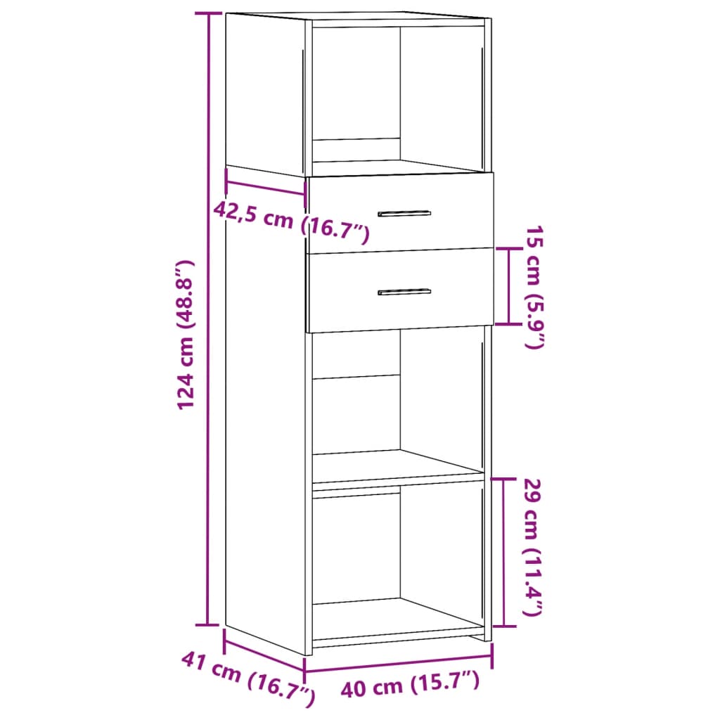 Credenza Rovere Sonoma 40x42,5x124 cm in Legno Multistrato 846163