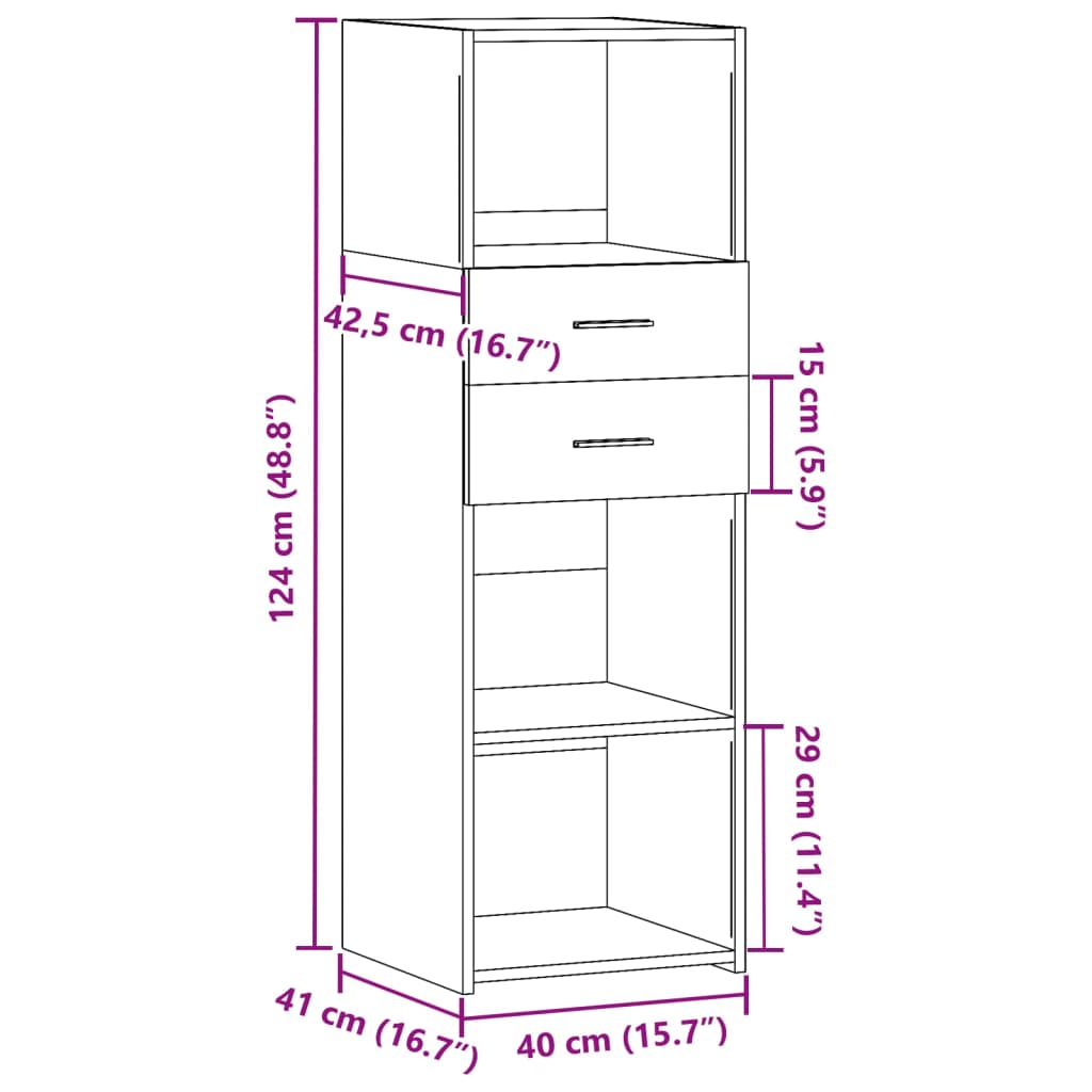 Credenza Rovere Marrone 40x42,5x124 cm in Legno Multistrato 846165