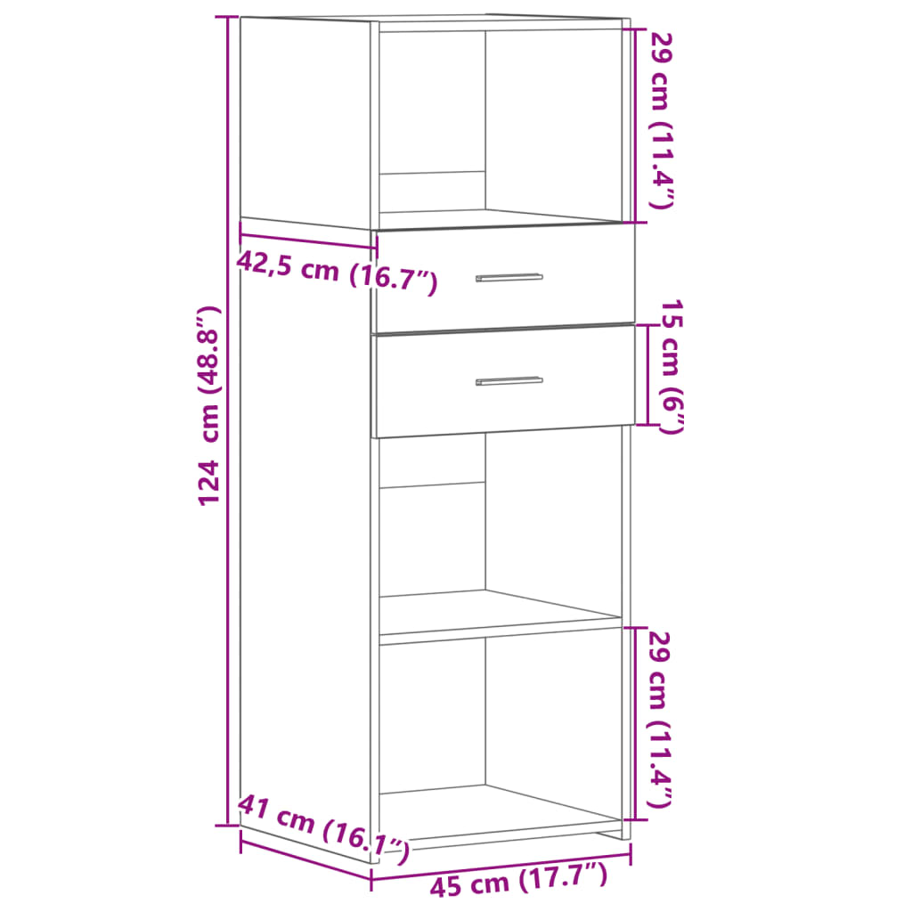 Credenza Rovere Fumo 45x42,5x124 cm in Legno Multistrato 846170