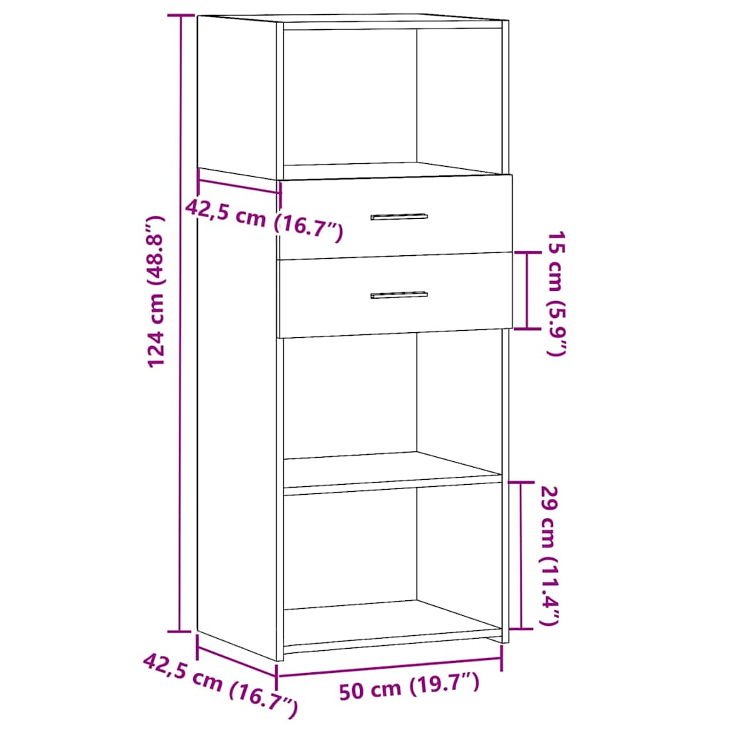 Credenza Nera 50x42,5x124 cm in Legno Multistrato 846174