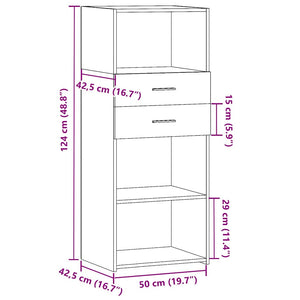 Credenza Grigio Cemento 50x42,5x124 cm in Legno Multistrato 846176