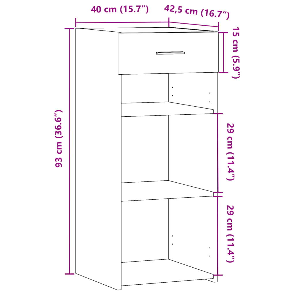 Credenza Grigio Sonoma 40x42,5x93 cm in Legno Multistrato 846318