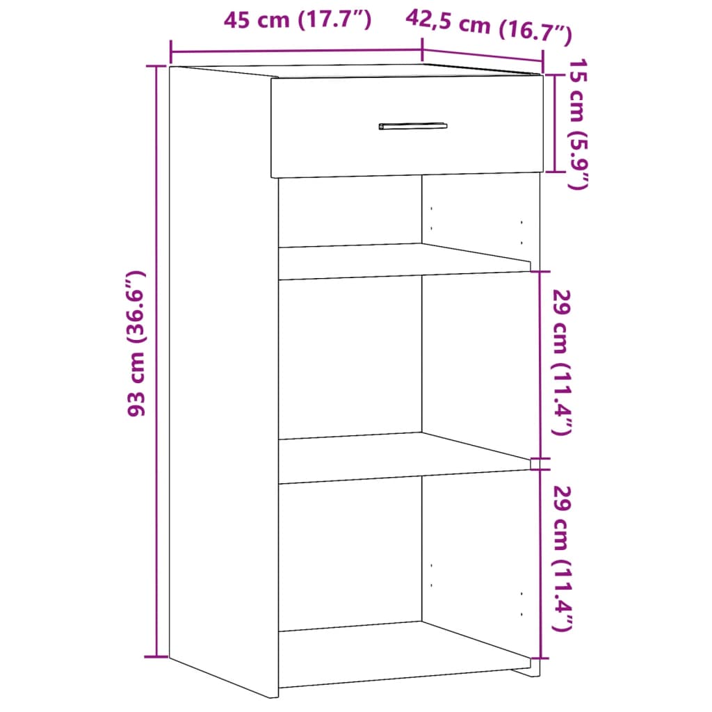 Credenza Bianca 45x42,5x93 cm in Legno Multistrato 846320