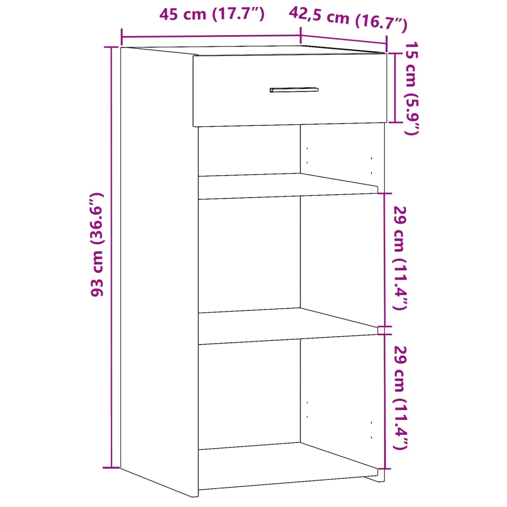 Credenza Nera 45x42,5x93 cm in Legno Multistrato 846321