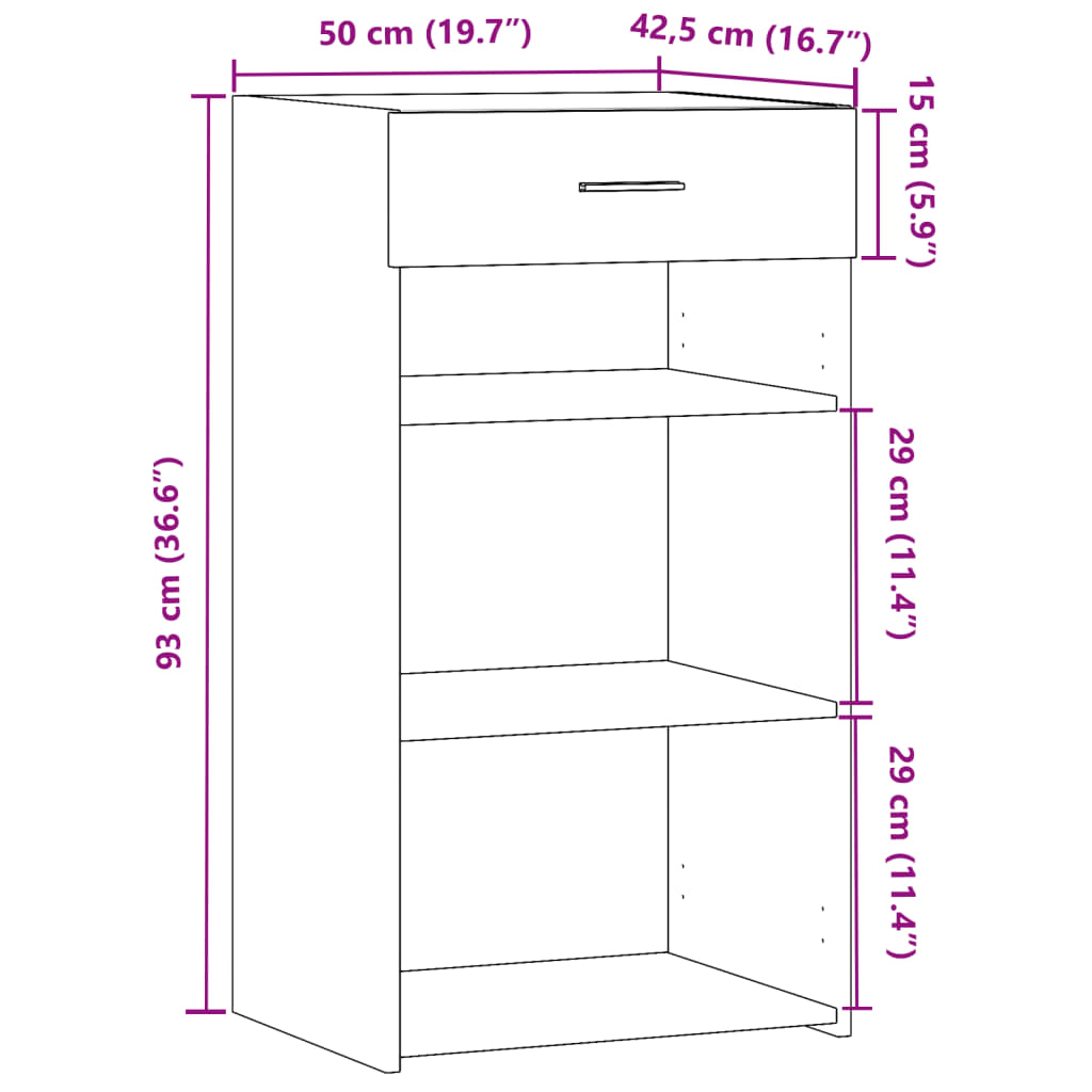 Credenza Rovere Marrone 50x42,5x93 cm in Legno Multistrato 846333