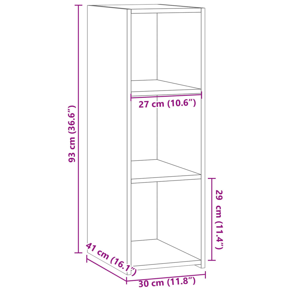 Credenza Nera 30x41x93 cm in Legno Multistrato 846342