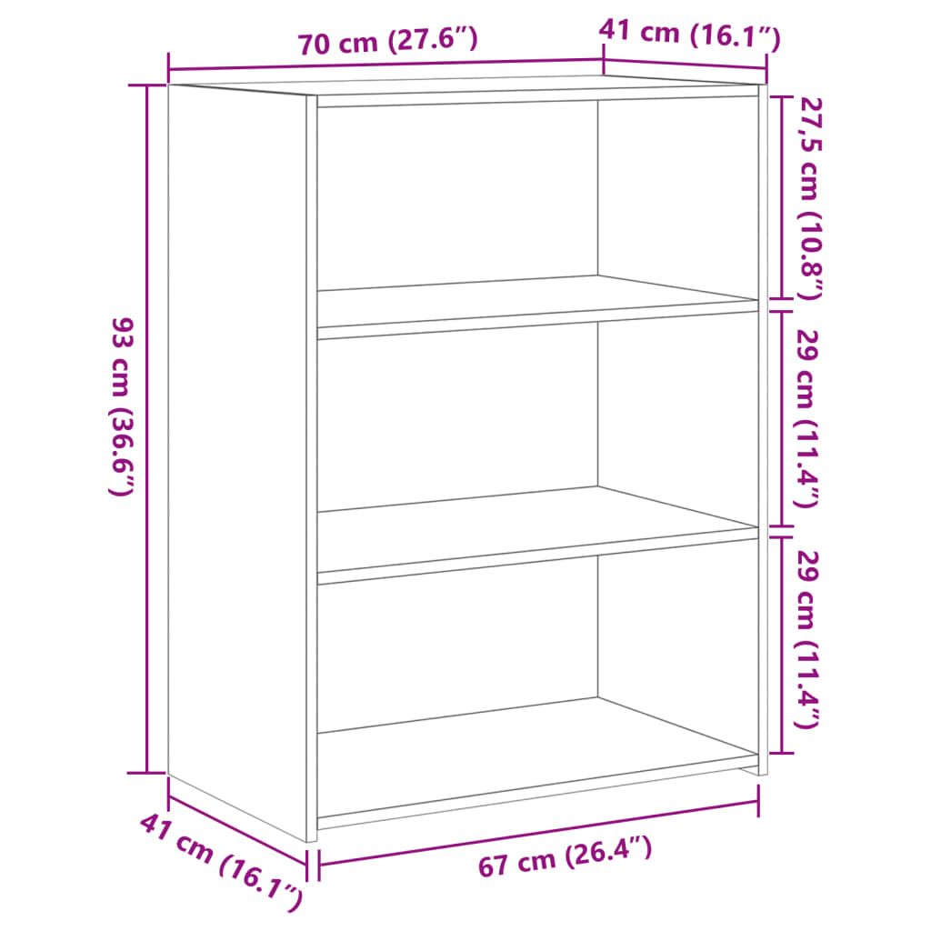 Credenza Grigio Cemento 70x41x93 cm in Legno Multistrato 846372