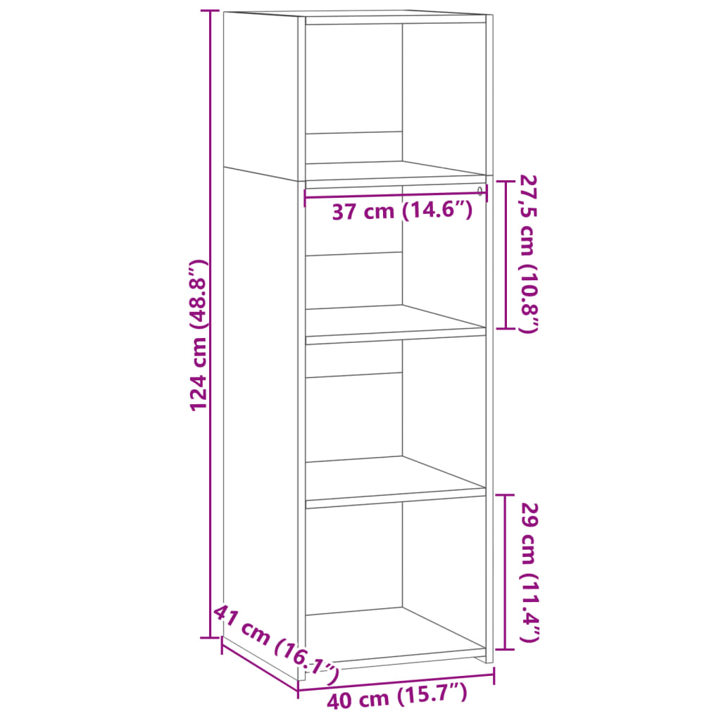 Credenza Bianca 40x41x124 cm in Legno Multistrato 846383