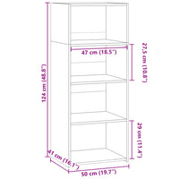 Credenza Nera 50x41x124 cm in Legno Multistrato 846398