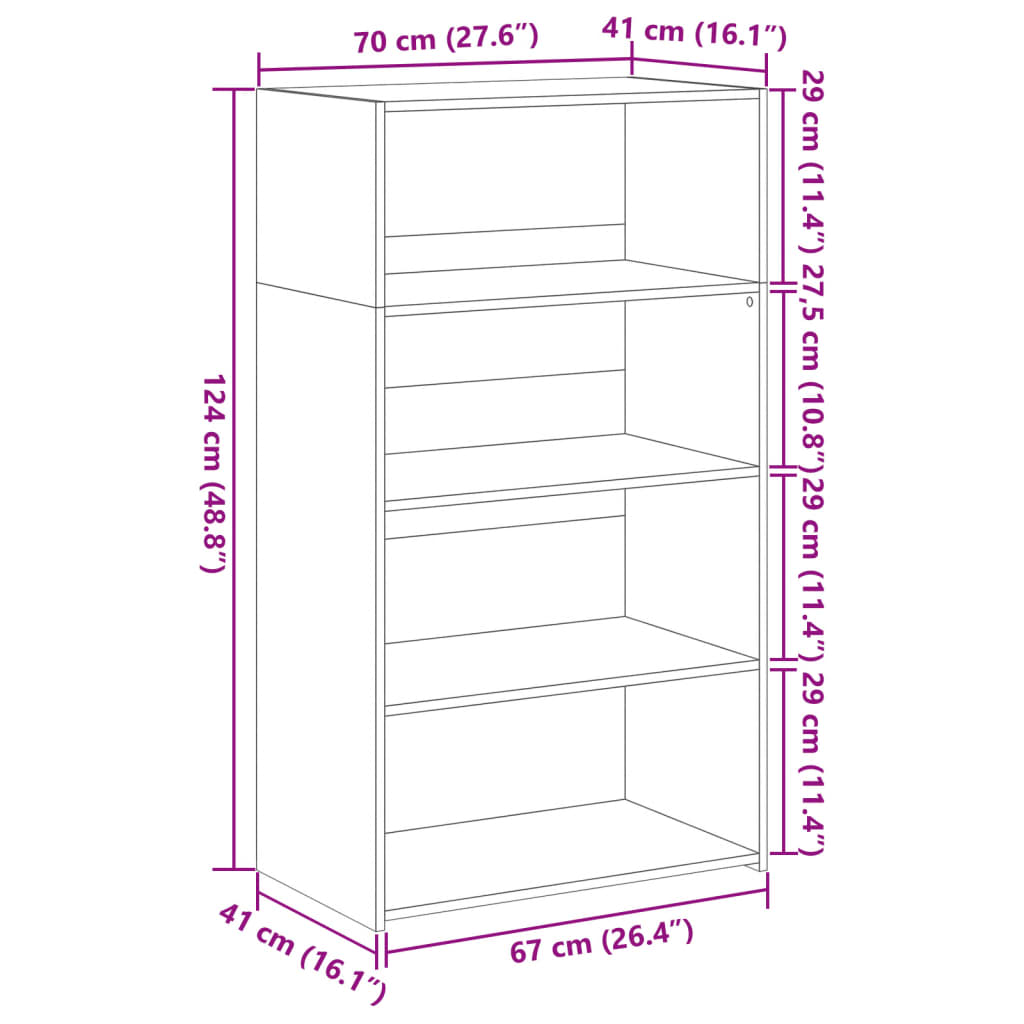 Credenza Grigio Sonoma 70x41x124 cm in Legno Multistrato 846409