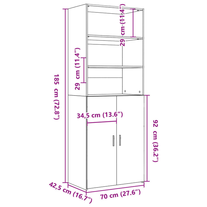 Credenza Nera 70x42,5x185 cm in Legno Multistrato 3281372