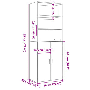 Credenza Grigio Cemento 70x42,5x185 cm in Legno Multistrato 3281374