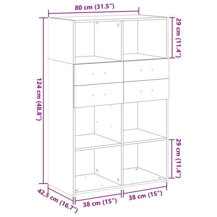 Credenza Bianca 80x42,5x124 cm in Legno Multistrato 3281385