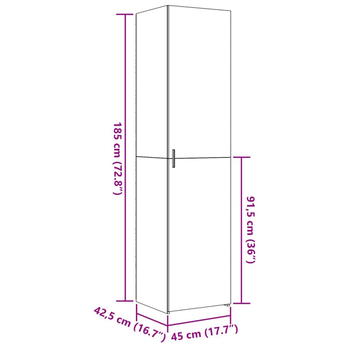 Credenza Grigio Cemento 45x42,5x185 cm in Legno Multistrato 3281409