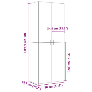 Credenza Bianca 70x42,5x185 cm in Legno Multistrato 3281420