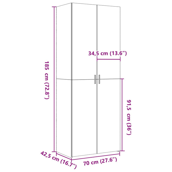 Credenza Bianca 70x42,5x185 cm in Legno Multistrato 3281420