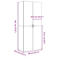 Credenza Nera 80x42,5x185 cm in Legno Multistrato 3281435