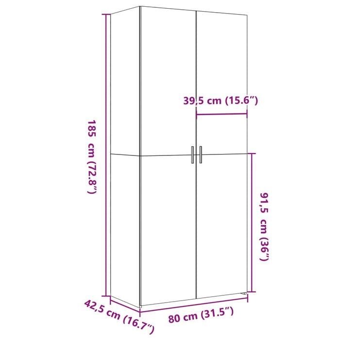 Credenza Nera 80x42,5x185 cm in Legno Multistrato 3281435