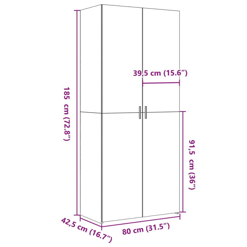 Credenza Grigio Sonoma 80x42,5x185 cm in Legno Multistrato 3281439