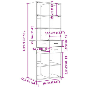 Credenza Bianca 70x42,5x185 cm in Legno Multistrato 3281462