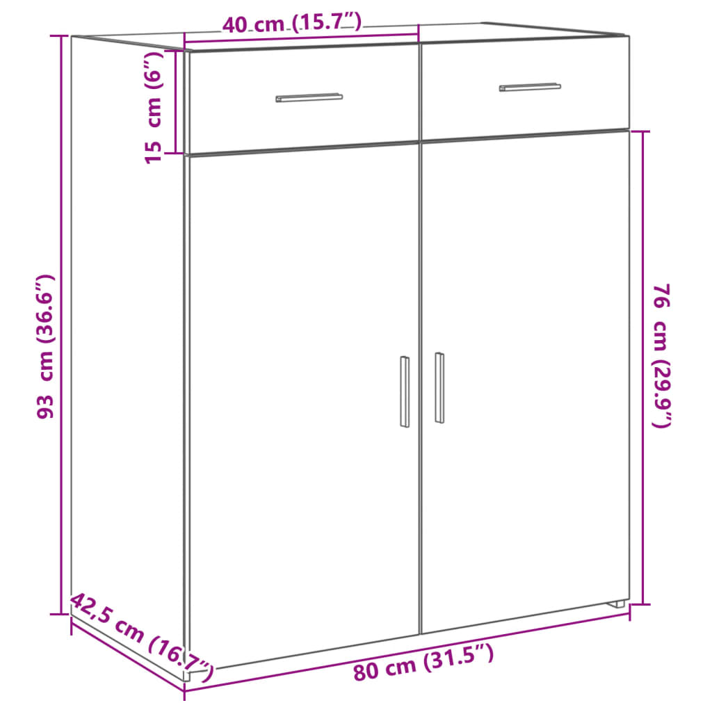 Credenza Nera 80x42,5x93 cm in Legno Multistrato 3281470