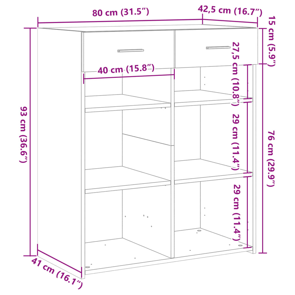 Credenza Rovere Sonoma 80x42,5x93 cm in Legno Multistrato 3281478