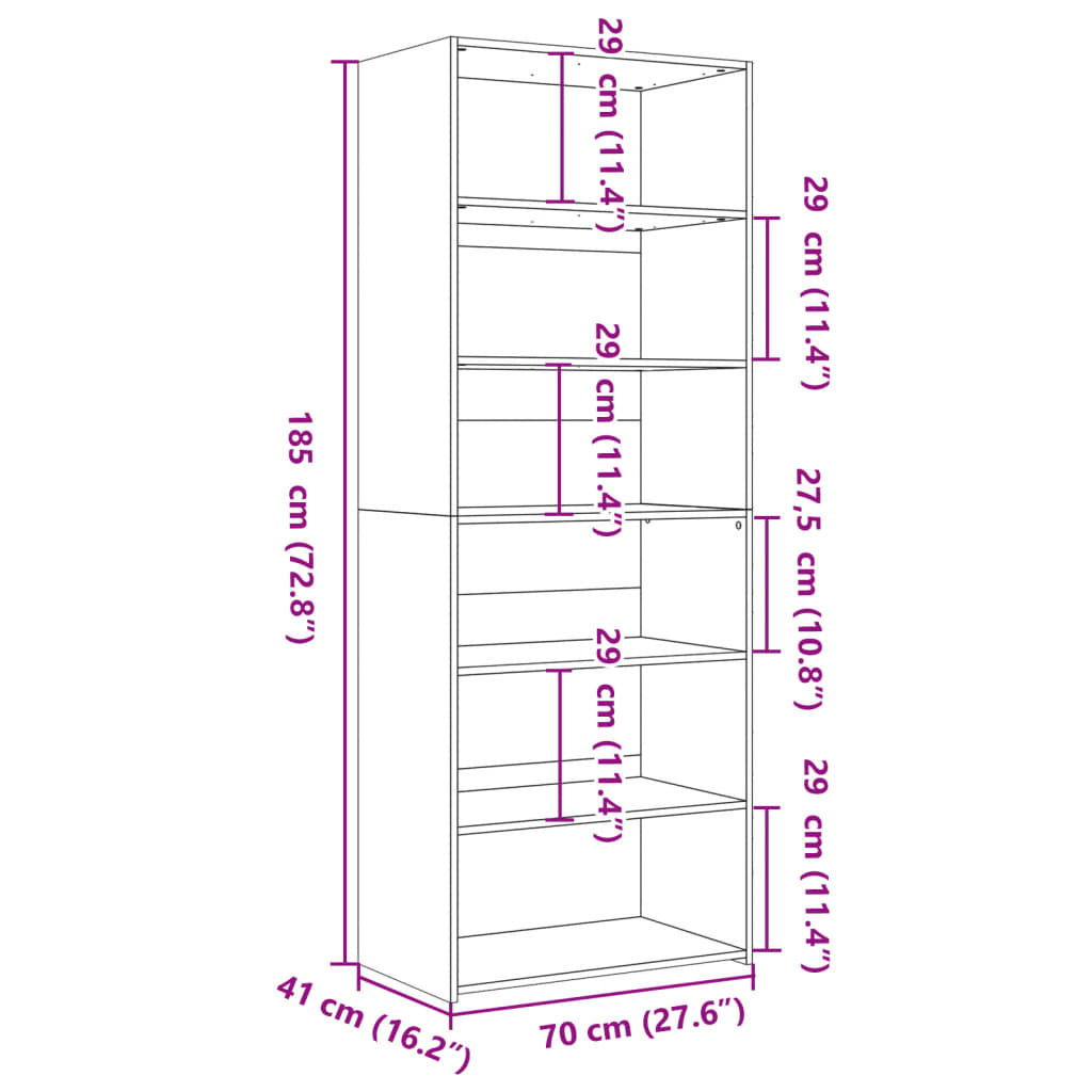 Credenza Rovere Fumo 70x41x185 cm in Legno Multistrato 3281691