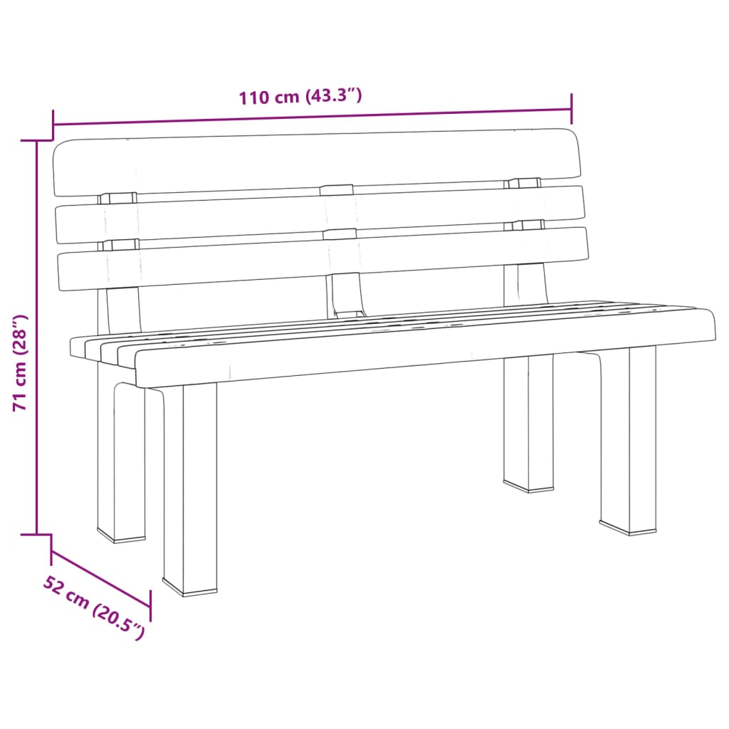 Panchina da Giardino Antracite 110x52x71 cm in Polipropilene 4009380