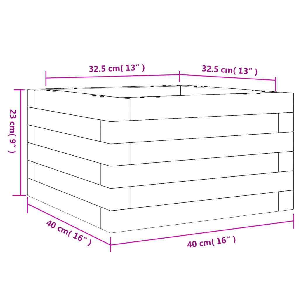 Fioriera da Giardino 40x40x23 cm in Legno Massello di Pino 847178