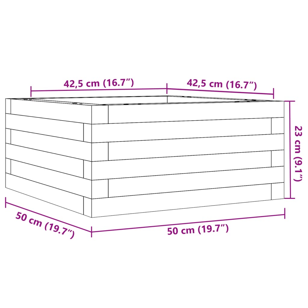 Fioriera da Giardino 50x50x23 cm in Legno Massello di Pino 847183