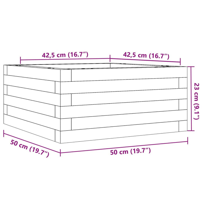 Fioriera da Giardino Bianca 50x50x23 cm Legno Massello di Pino 847184