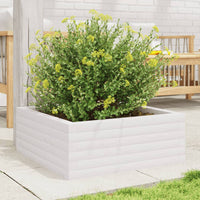 Fioriera da Giardino Bianca 60x60x23 cm Legno Massello di Pino 847189