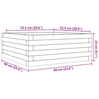 Fioriera da Giardino Bianca 60x60x23 cm Legno Massello di Pino 847189