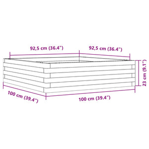 Fioriera da Giardino Bianca 100x100x23 cm Legno Massello Pino 847209