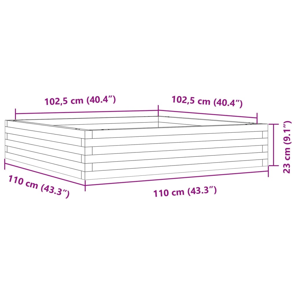 Fioriera da Giardino Bianca 110x110x23cm Legno Massello di Pino 847214