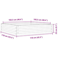 Fioriera da Giardino Bianca 110x110x23cm Legno Massello di Pino 847214